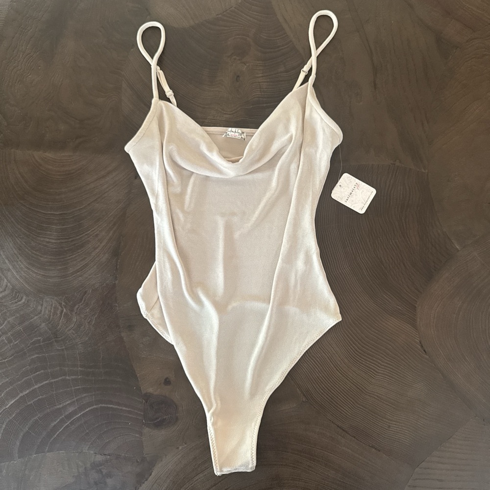 Free People Cream Chemise Bodysuit